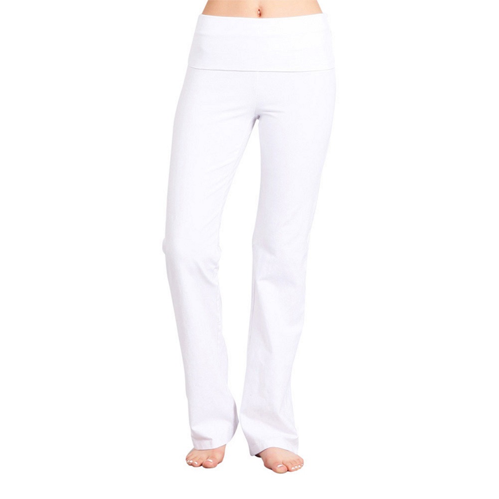 2Chique Boutique Women's White Mineral Washed Boot Cut Pants with Fold Over Waistband - image 2 of 4