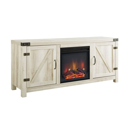 58" Barn Door Fireplace TV Stand - White Oak | Walmart Canada
