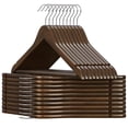 thumbnail image 1 of SONGMICS Percha de Madera Maciza, Juego de 20, con Ranuras, Barra Antideslizante, Gancho 360°, para Trajes, Abrigos, Nogal Oscuro y Plata MCRW02V20, 1 of 9