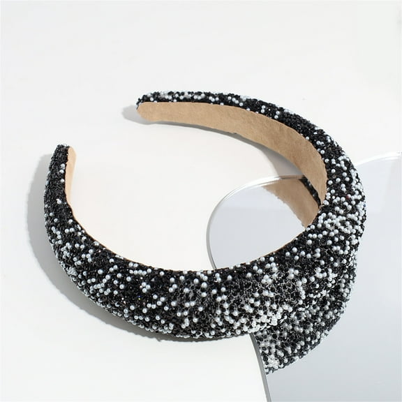 Rhinestone Headband Bling Headband Glitter Thick Padded Hairband Beads Hair Accessories for Women and Girls