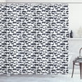 thumbnail image 1 of Cattle Shower Curtain, Farm Animals Silhouette Background Style Pattern for Agriculture Theme, Fabric Bathroom Set with Hooks, 69W X 75L Inches Long, White and Dark Blue Grey, by Ambesonne, 1 of 3