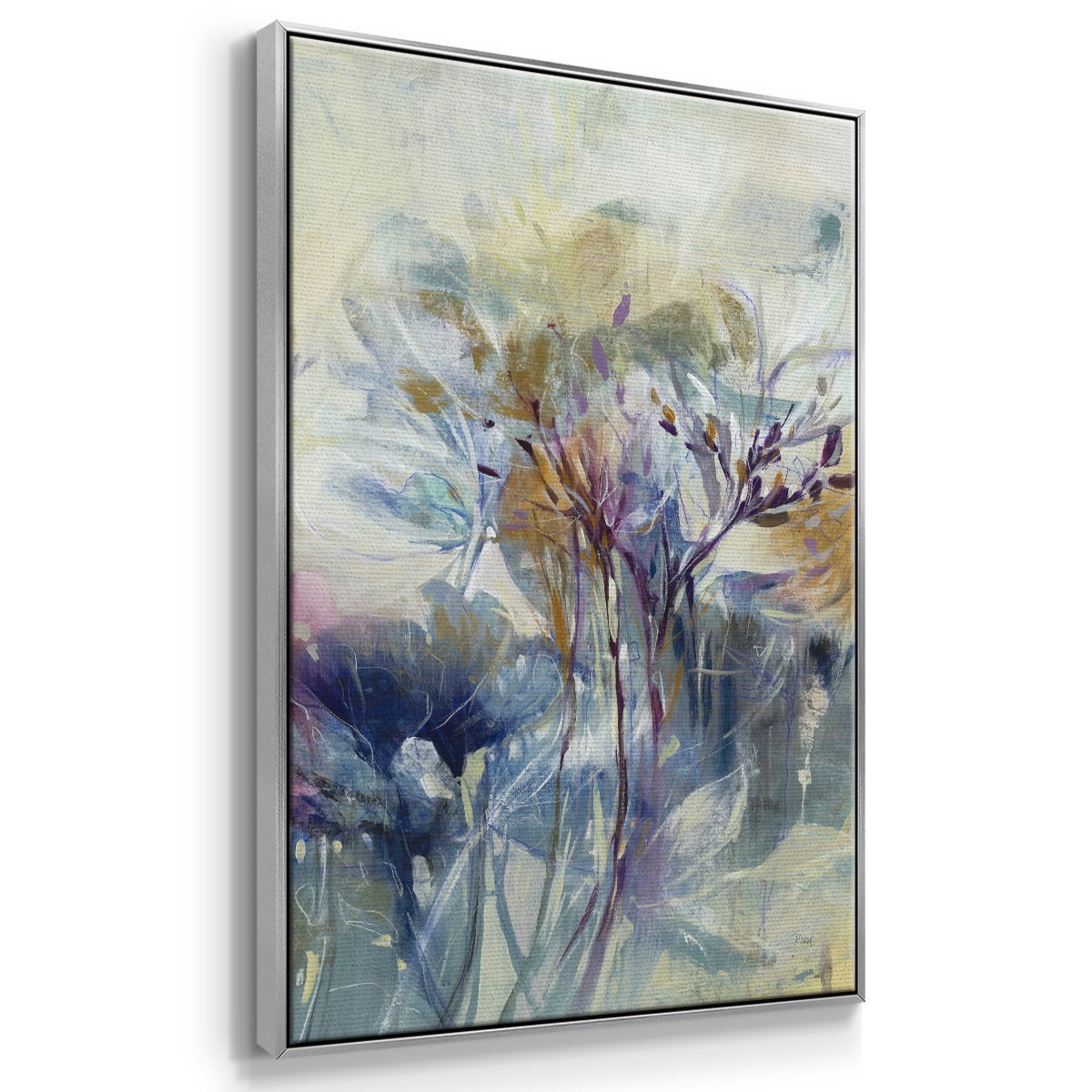 Meadow Saffron II Framed Premium Gallery Wrapped Canvas - Ready to Hang - 25 x 37 - Silver Floating Frame