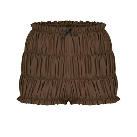 Big Sales OGLCCG Women Y2k Ruched Mini Shorts Low Waist Ruffle Frill Bloomers Solid Color Lounge Pajamas Shorts Smocked Micro Shorts