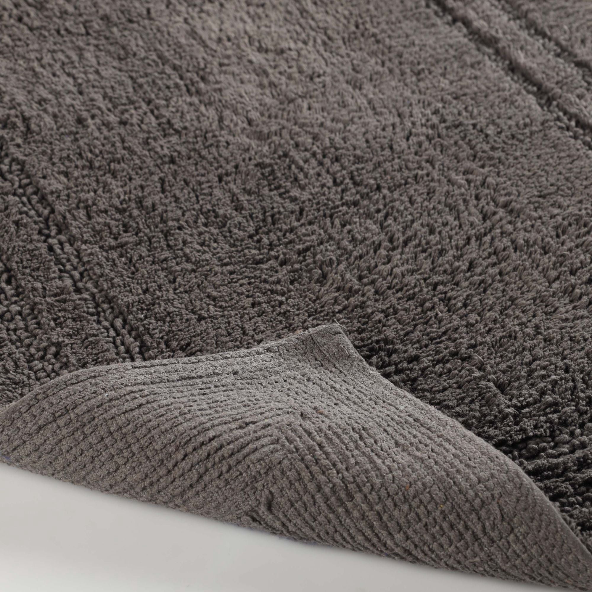 Superior Solid Bordered Cotton Washable Non-Slip Bath Rug, Runner Size, Charcoal