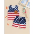 thumbnail image 3 of Elippeo Toddler Boy Summer Set 6 12 18 24 Months 3 4 Years StripeStar Print Round Neck Pocket Tank Tops with Shorts 2Pcs Outfit for Independence Day, 3 of 9