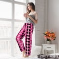 thumbnail image 5 of Uemuo pink and black argyle Pattern Women's Wide Leg Palazzo Lounge Pants with Pockets Light Weight Loose Comfy Casual Pajama Pants-Medium, 5 of 6