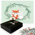 thumbnail image 2 of Ambesonne Cartoon Animal Jigsaw Puzzle Durable Cardboard, Friends Fox Rabbit, 1000 pcs, Pale Green Vermilion, 2 of 5