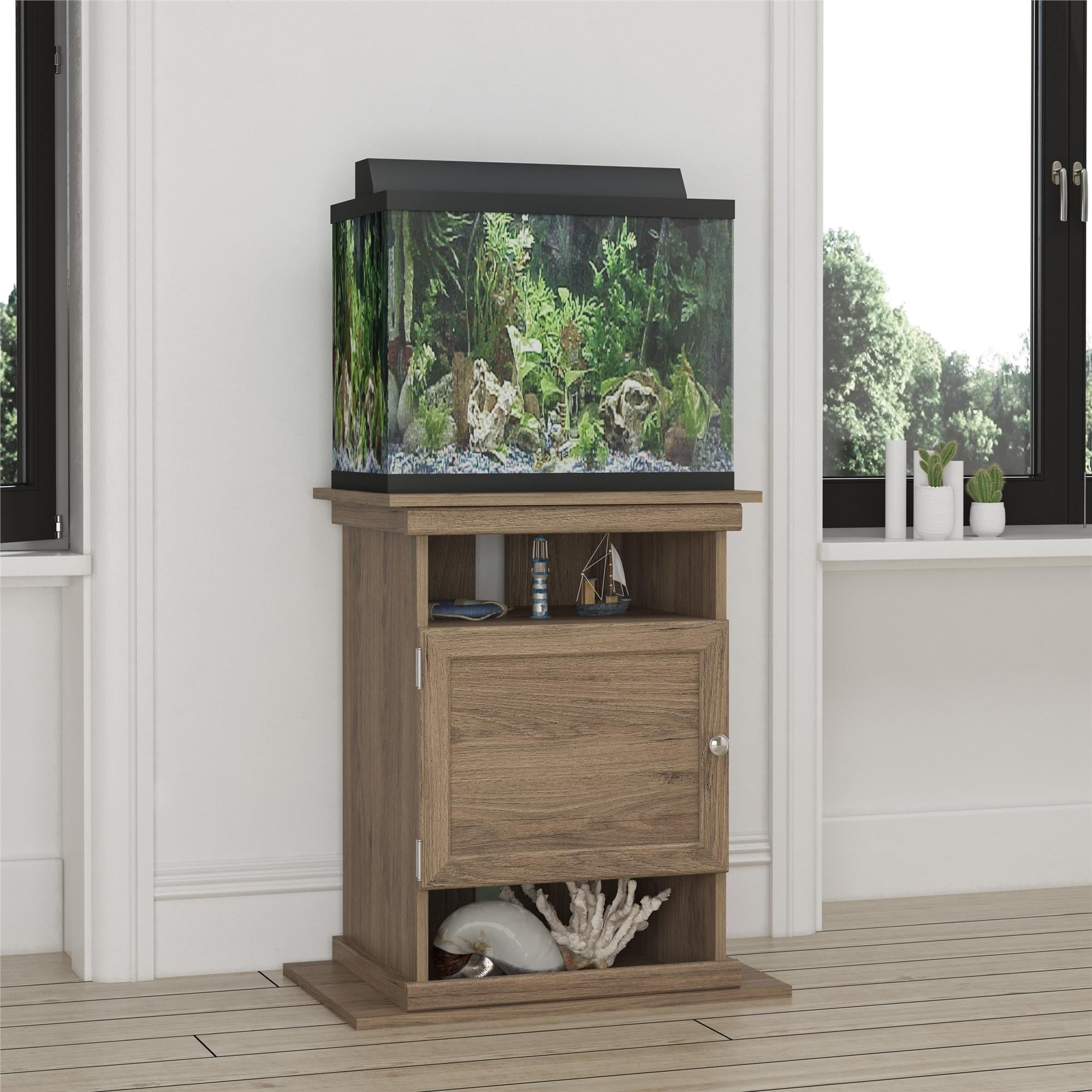 Flipper™ 10/20 Gallon Aquarium Stand, Rustic Oak - Walmart.com ...