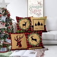 thumbnail image 2 of Christmas Pillow Covers Set of 4 20x20 inch, Red Buffalo Check Plaid Throw Pillow Covers Elk Deer Pillowcase Christmas Decorations Rustic X-mas Tree Cushion Case for Farmhouse Outdoor Yard, 2 of 5