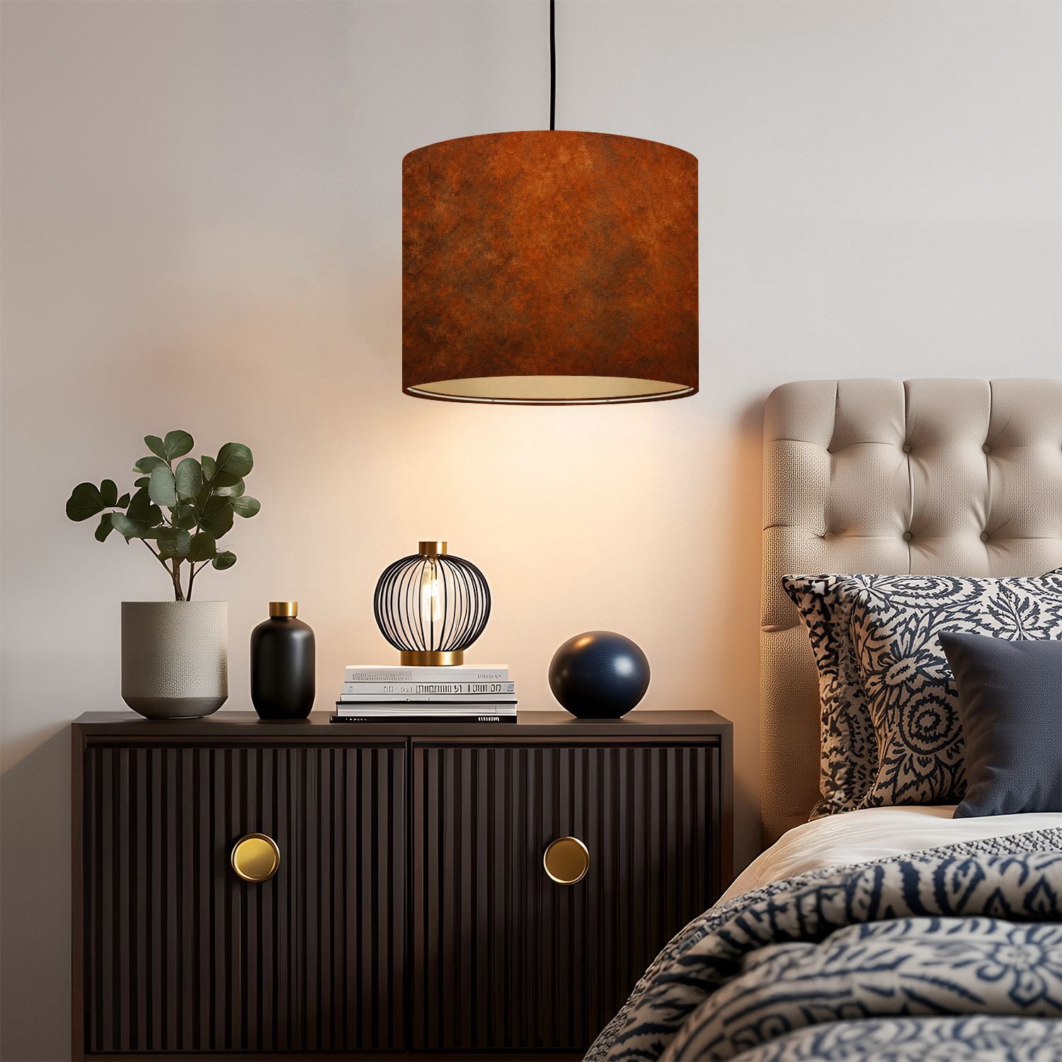 Linen Drum Lampshades Grunge rusty orange brown metal steel stone texture panorama 13"x13"x10" Light Shade for Table Lamps Floor Lamp Shades Lampshade Replacement Assembly Required