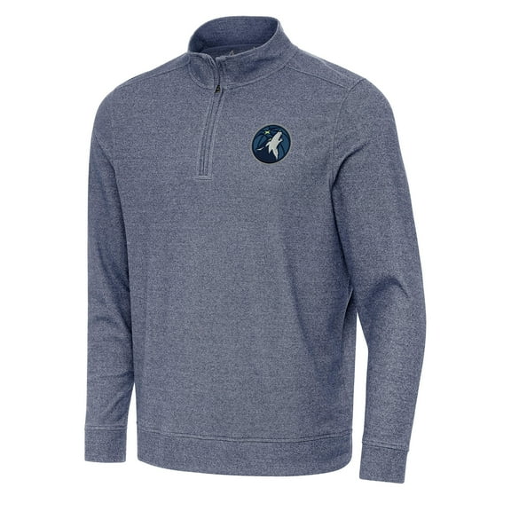 Men's Antigua Heather Navy Minnesota Timberwolves Subtle Quarter-Zip Sweatshirt