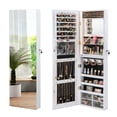 thumbnail image 1 of Gymax Wall Mounted Jewelry Cabinet with Full-Length Mirror and 3-Color LED Lights, White, 1 of 10