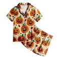 thumbnail image 5 of felwors Silky Satin Kids' Pajama Set Breathable & Smooth Unisex Button-Down Pajamas Cute Pastel Pink Halloween (Light Yellow,12-13 Years), 5 of 5