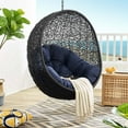thumbnail image 2 of Swing Lounge Chair, Black Navy Blue, Modern Contemporary Urban Design, Outdoor Patio Balcony Cafe Bistro Garden Furniture Hotel Hospitality, 2 of 7