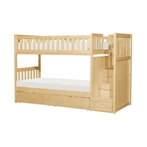 Lexicon Bartly Pine Twin/Twin Step Bunk Bed with Storage Boxes in Natural Pine