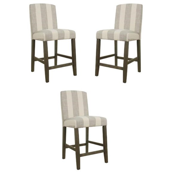Home Square 24" Fabric Barstool with Curved Back in Gray - Set of 3