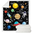 thumbnail image 4 of Outer Space Blanket Kids Blanket for Boys Gifts Constellation Solar System Blanket Fleece Ultra Soft Galaxy Rocket Planet Blanket for Kids Birthday for Bed Couch Sofa Living Room Decor, 4 of 5