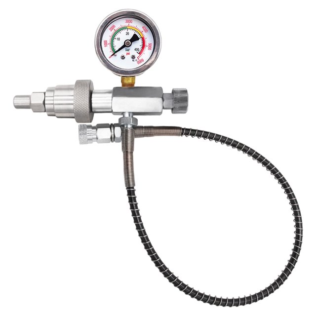 CGA347 Paintball Filling Station, Stainless Steel Air Rifle PCP Charging Adaptor with 0.31" Quick Connect, 4500PSI Inflation Valve Kit with Easy-Read Pressure Gauge for SCBA Tanks