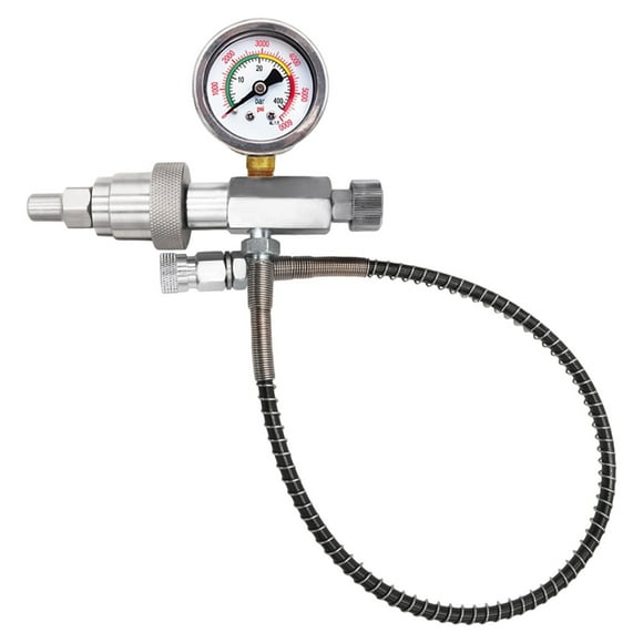 CGA347 Paintball Filling Station, Stainless Steel Air Rifle PCP Charging Adaptor with 0.31" Quick Connect, 4500PSI Inflation Valve Kit with Easy-Read Pressure Gauge for SCBA Tanks