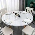 thumbnail image 3 of Vinyl Round Fitted Table Protector - Clear Waterproof Elasticated Tablecloth Edge Ensures Snug Fit Fits a Round Table 36-44 inch, 3 of 7