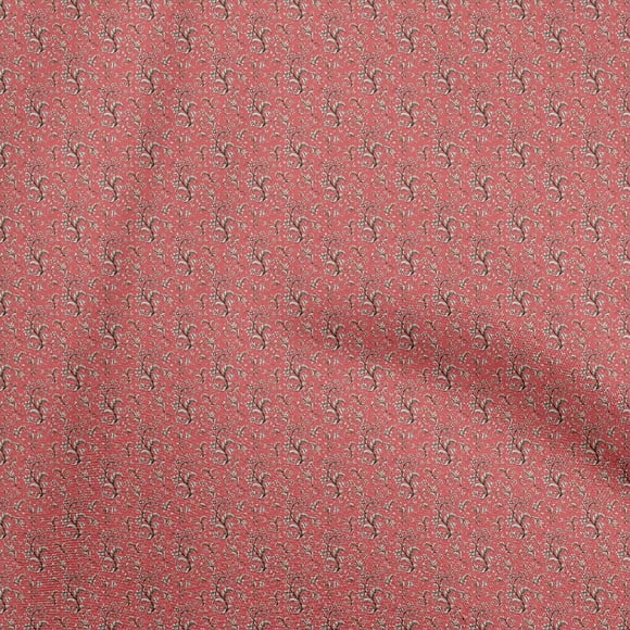 oneOone Cotton Jersey Red Fabric Baroque Quilting Supplies Print Sewing Fabric By The Yard 58 Inch Wide