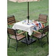 thumbnail image 4 of Outdoor Tablecloth with Umbrella Hole for Patio/Picnic/Party/Camping, Red Blue Flowers Waterproof Table Cloth Square Cover Washable, Spring Floral Elegant Pastoral Watercolor (60"x 60"), 4 of 8