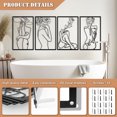 thumbnail image 4 of Wall Art Decor for Room Decor, 4 Piece Abstract Metal Wall Art, Female Black Wall Decor, Minimalist Flower Line Wall Hangings for Home Living Room Bedroom Bathroom, 4 of 9