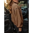 thumbnail image 6 of Women Coat Casual Lapel Full Zip Fleece Jacket Long Sleeve Oversized Warm Winter Outwear with Pockets Brown S, 6 of 7