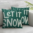thumbnail image 3 of Creowell  Green Christmas Throw Pillow Covers Let It Snow Pillow Covers Snowflake Throw Pillows Rustic Winter Holiday Xmas Decor for Couch, 3 of 5
