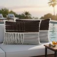 thumbnail image 4 of Pack of 2 Black Striped Outdoor Pillow Covers Decorative, Waterproof Pillow Protector, Farmhouse Stripes Modern Abstract Art Lumbar Throw Pillowcases for Patio Couch Sofa Home Decor 20"x12", 4 of 8