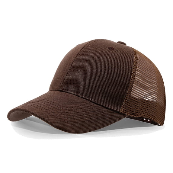 Mens Trucker Cap Mesh Back Design Plain Black Lightweight Breathable Adjustable Casual Outdoor Hats