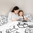 thumbnail image 5 of jejeloiu Cute Cat Animals Full Size Comforter Sets,Black Stripe Kitten Bedding Sets For Girls Teens Reversible 3pcs, 5 of 8