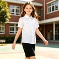 thumbnail image 4 of dazeni Girls School Uniform Cotton Tops Peter Pan Button Down Shirts Pleates Short Sleeve Blouse Tee for Teen White Size 14-15 Years, 4 of 5