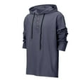thumbnail image 4 of Krdevn Hoodies for Men - Men's Casual Hoodie Lightweight Pullover Sweatshirt for Spring Summer Everyday Wear Comfortable Plain Hooded Top - Sweatshirts for Men,Color:Navy,Size:XL, 4 of 9