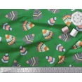 thumbnail image 3 of Soimoi Green Japan Crepe Satin Fabric Tribal Leaves Print Sewing Fabric Yard 44 Inch Wide, 3 of 3