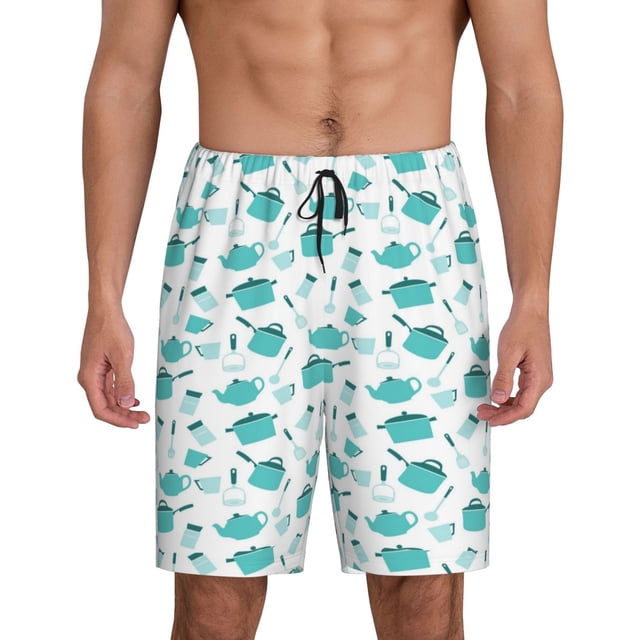 Fotbe Utensiles Pantalones Cortos de Pijama para Hombre, Ropa de Dormir, Pantalones de Pijama Cortos para Hombre-X-Large