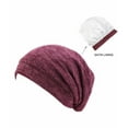 thumbnail image 3 of American Notions Satin Lined Slouchy Sleep Beanie, Wine, Fits All, 3 of 3