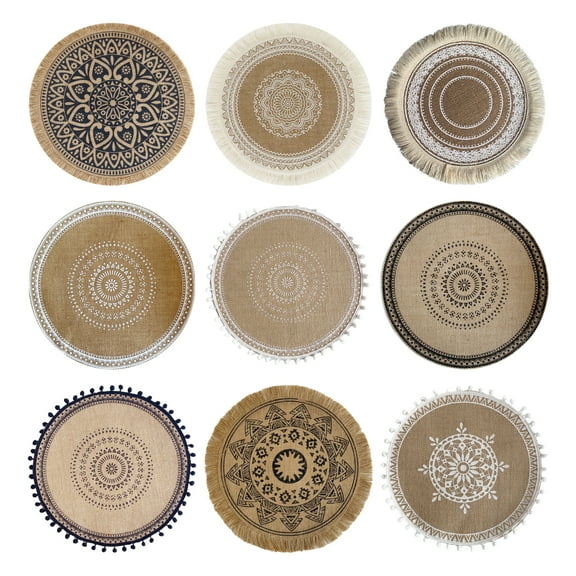 SPRING PARK Rattan Heat Resistant Non-Slip Cotton Flax Kitchen Trivets, Super Soft Flexible Easy to Wash and Dry, Perfect for Hot Pots and Pans