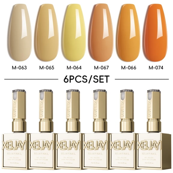 XEIJAYI 15ml 6Colors SetNail Gel Polish  - Bright Nail Art With Alcohol-Free/LED Soak-Off Gel For Salon & DIY, Japanese-Korean Style Nail Designs, Nail Care, DIY Nail Design,