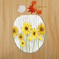 thumbnail image 4 of Shower Curtains with Bath Rugs Non-Slip Soft Toilet Lid Cover for Bathroom,Waterproof Home Tub Curtains Sets with Memory Foam Rugs,3D Print Durable Polyester Fabric Four-Piece Plank Sunflower, 4 of 14