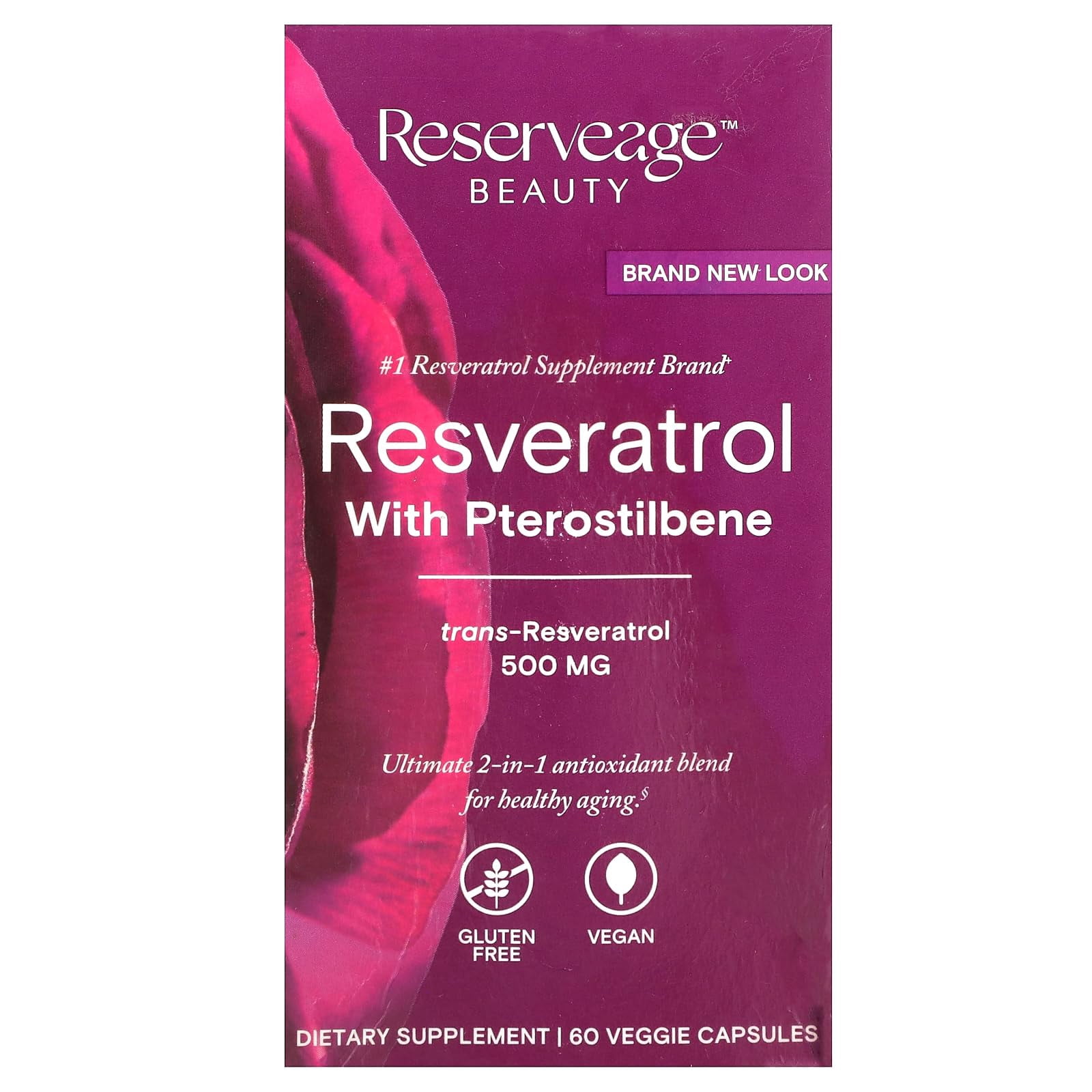 Suplemento Reserveage Beauty Resveratrol 500 mg con pterostilbeno ...