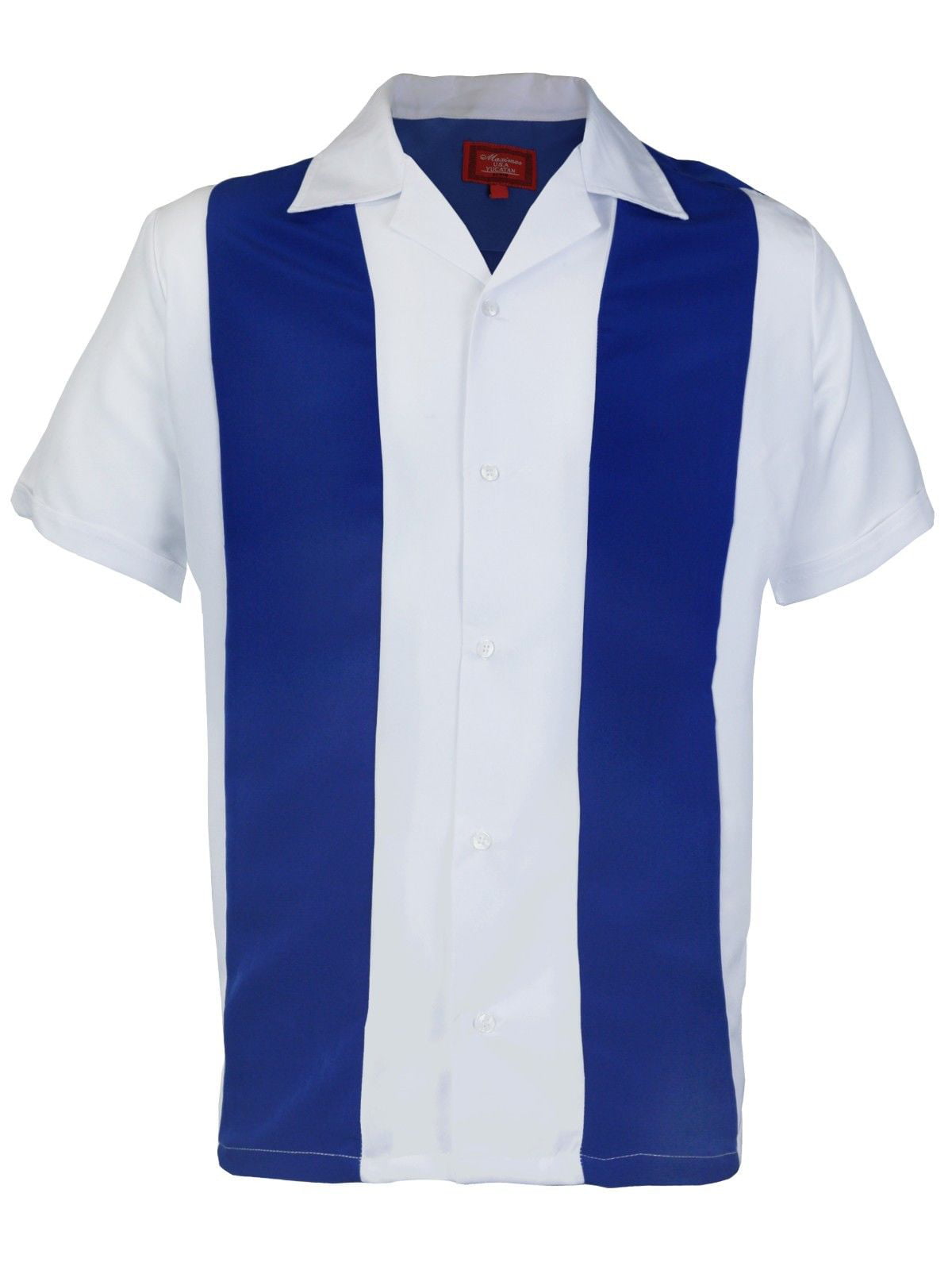 Maximos - Men's Two Tone Bowling Casual Dress Shirt (Royal Blue / White ...