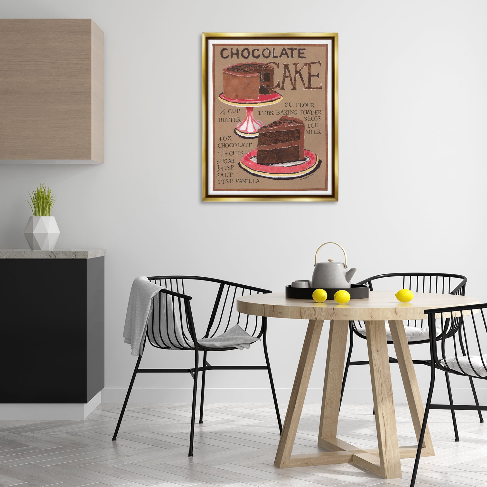 Stupell Industries Chocolate Cake Recipe Food & Beverage Painting Gold Floater Framed Art Print Wall Art, 25 x 31