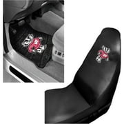 NCAA Wisconsin 2 pc Front Floor Mats and Wisconsin Car Seat Cover Value Bundle
