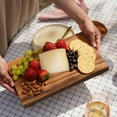 thumbnail image 6 of Twine Acacia Wood Footed Serving Board for Home Kitchen Decor, Riser Tray, 6 of 7