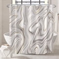 thumbnail image 5 of Marble Bathroom Shower Curtain Grey White Waterproof Fabric Shower Curtains with Hooks Watercolor Abstract Shower Curtains Cloth for Home Bath Decor 72x72 inches, 5 of 6