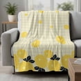 thumbnail image 2 of Yellow Flowers Blanket Soft Cozy Warm Twin Blanket for Bed, Plush Fuzzy Flannel Fleece Blankets for Sofa, Japanese Botanical Floral Buffalo Plaid Throw Blankets for Couch, Gifts for Men, 60"x80", 2 of 9