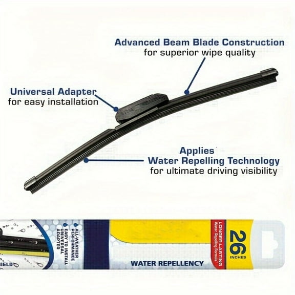 26-Inch Automotive Replacement Wiper Blade - 2-In-1 Design with Water Repellency & Advanced Beam Construction