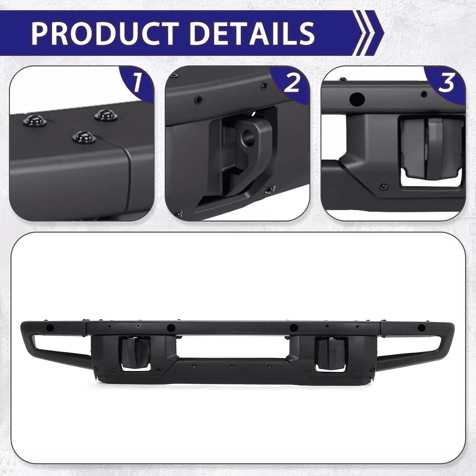 Top Gear Motors Full-Width Front Bumper with D-Ring Mounts for 2021-2023 Ford Bronco