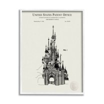 Stupell Industries Intricate Castle Blueprint Diagram Graphic Art White Framed Art Print Wall Art, Design by Karl Hronek